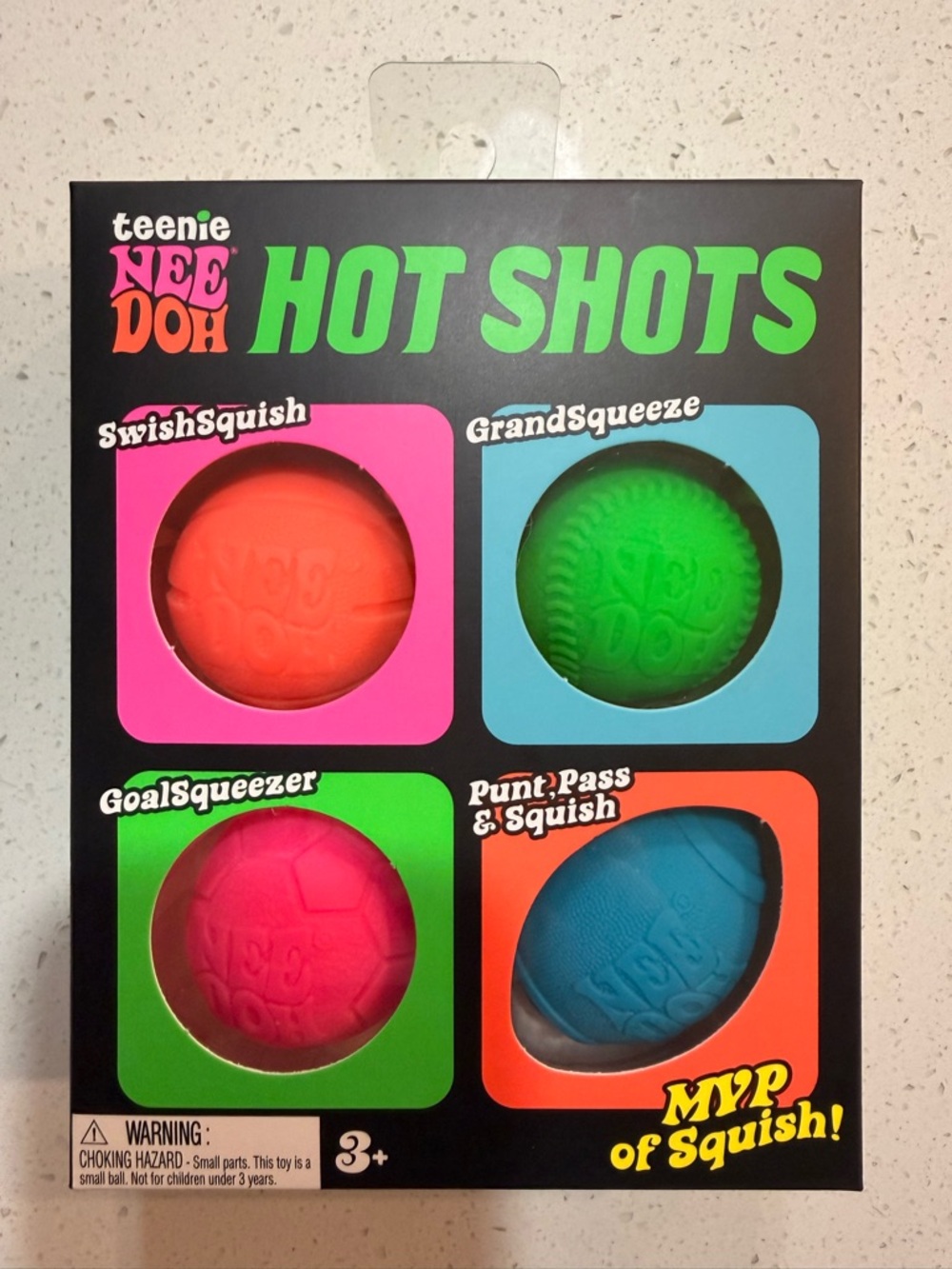 Hot Shots Squishy Sports Ball Set - Orange, Green, Pink, Blue